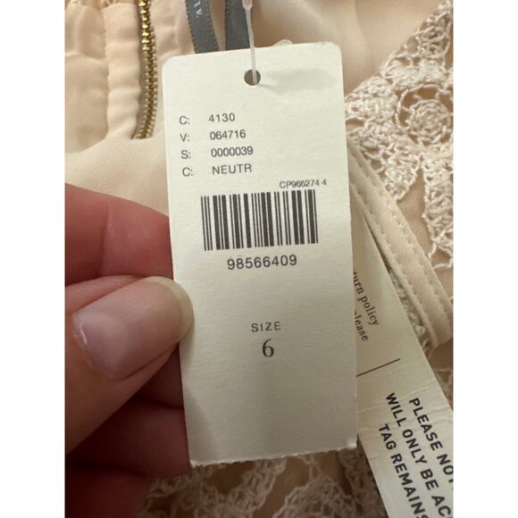 Anthropologie NWT Lace Basque Waist Fit & Flare Mini Dress Ivory Neutral Sz 6 - Picture 7 of 12
